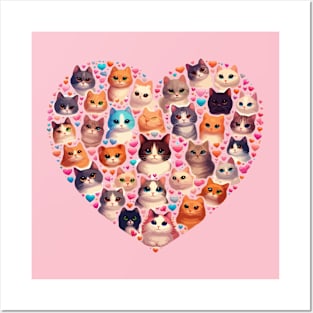 funny cats heart love cut cat Posters and Art